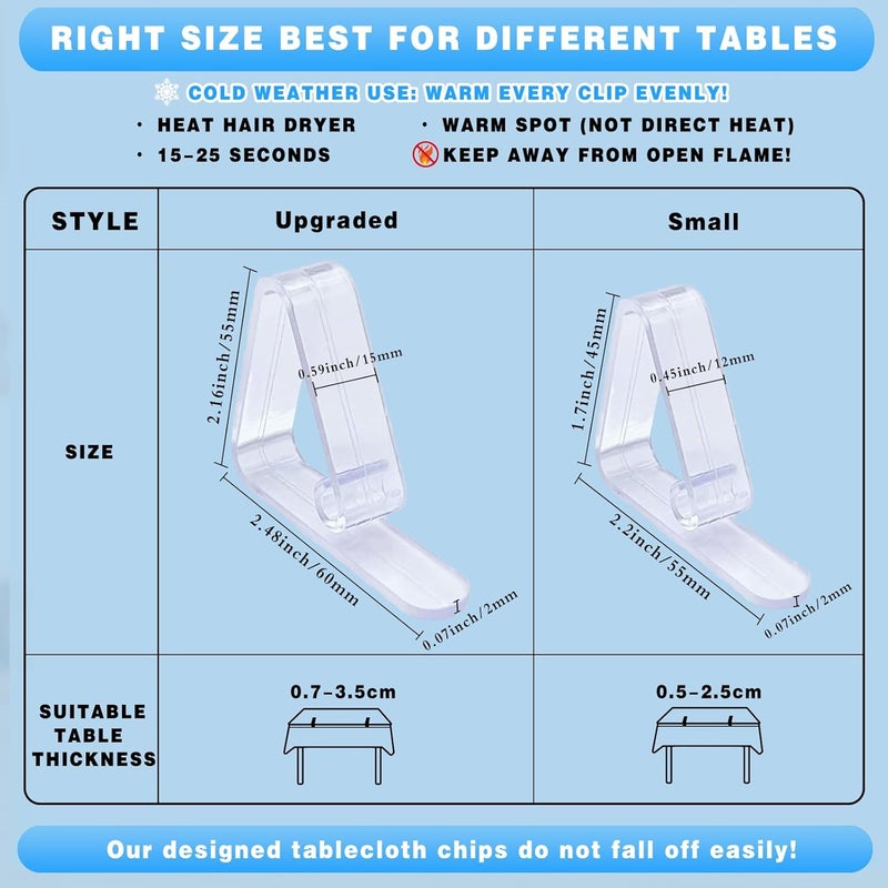 Kitnish 32 Upgraded Tablecloth Clips,Thicker Wider Clear Tablecloth Clips,Plastic Table Cloth Hold Down Clips Table Cloth Holder Cover Clamps for Restaurant Picnics Marquees Weddings Graduation Party. - Image 2